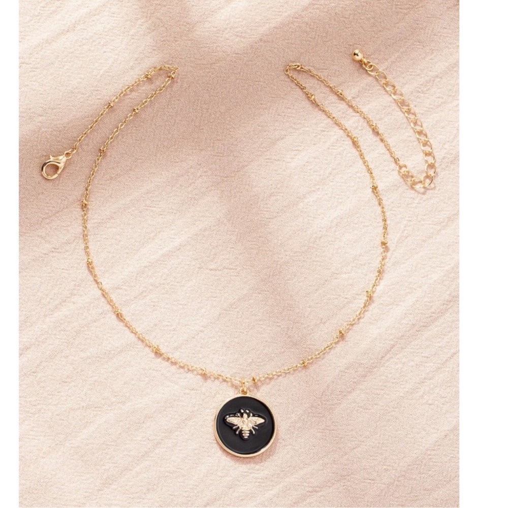 Gold Tone Bee Pendant Dainty Necklace - Picture 4 of 4